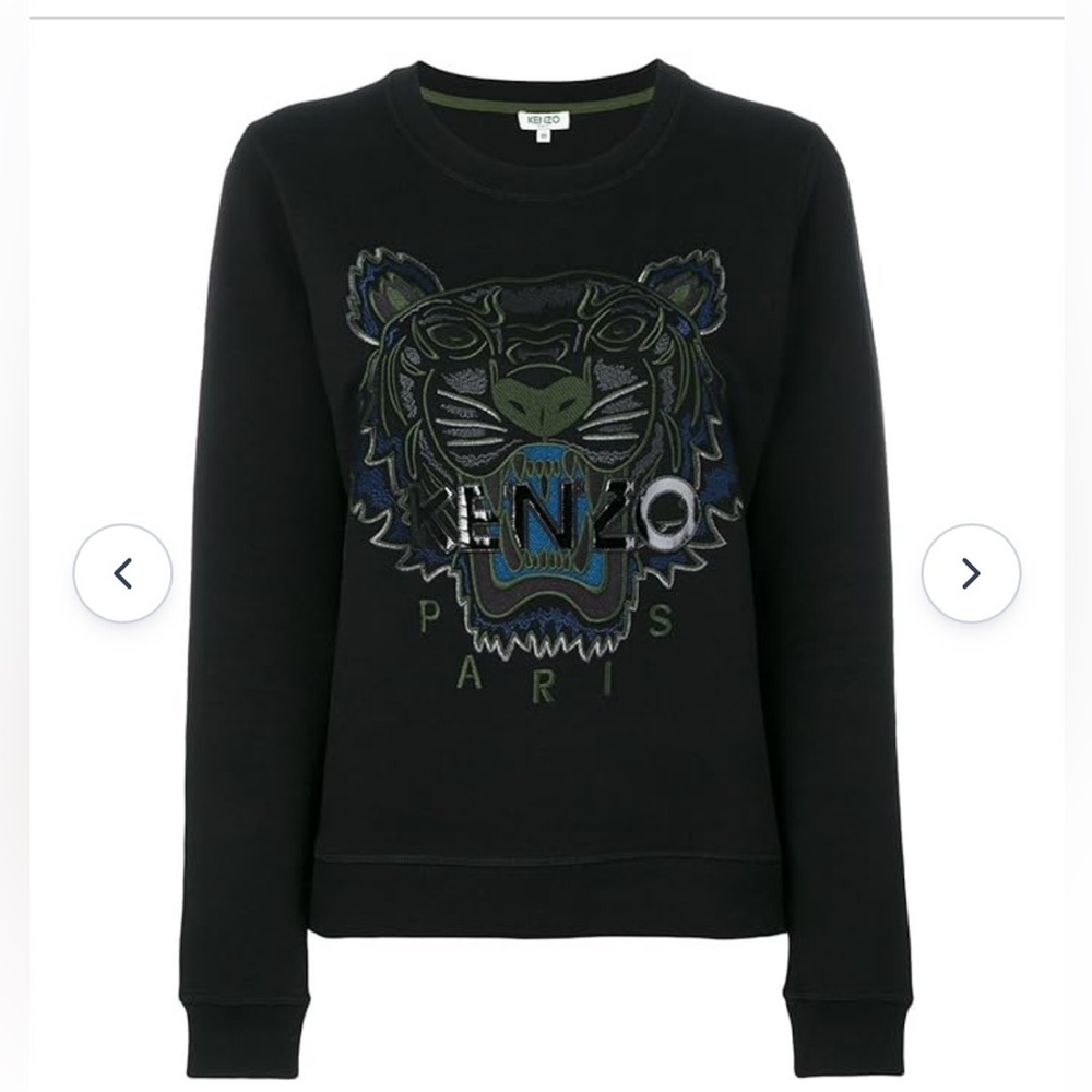KENZO Embroidered Tiger Sweatshirt size Medium in black